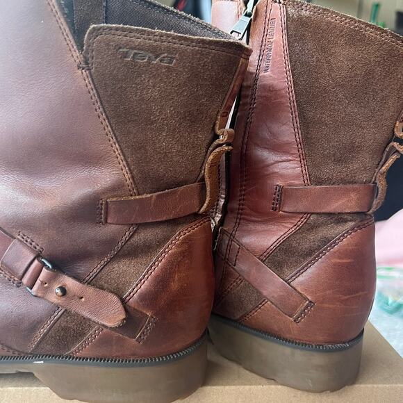 Teva Women's De La Vina Mid Waterproof Leather Zip Boots Size 11 Brown - Picture 8 of 14